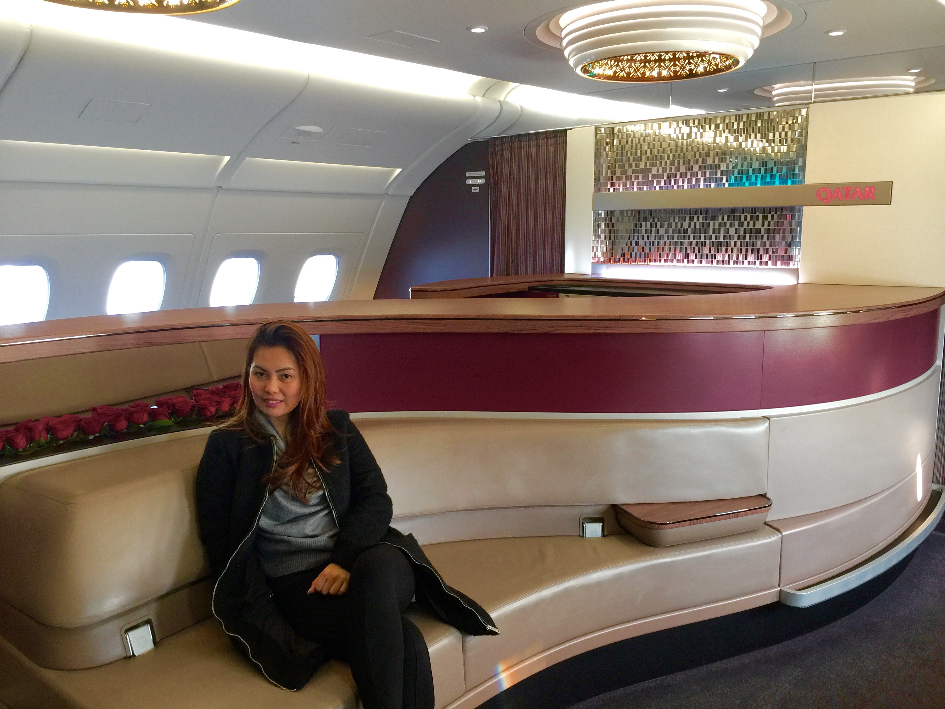 Qatar Airways A380 business cabin Bar