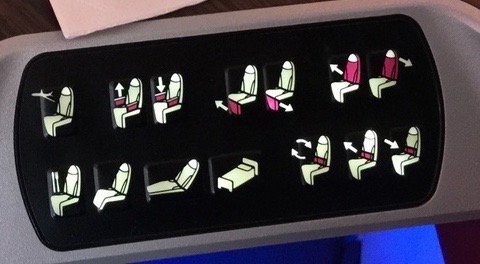 Qatar Airways Business Class A380 seat button